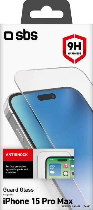 Immagine prodotto SBS Proteggi schermo in vetro per iPhone 15 Pro Max (1 Pezzo/i, Apple iPhone 15 Pro Max)