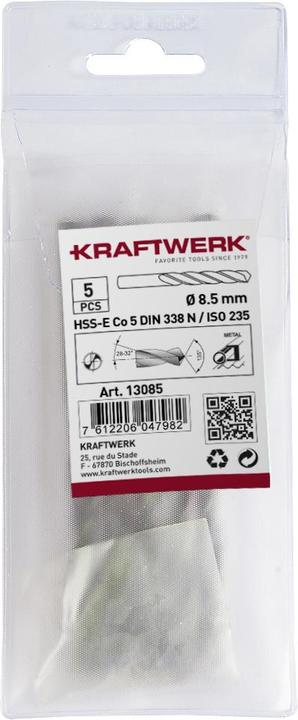 Image du produit Kraftwerk Foret hélicoïdal HSS-E DIN 338-Co (13 millimètres)