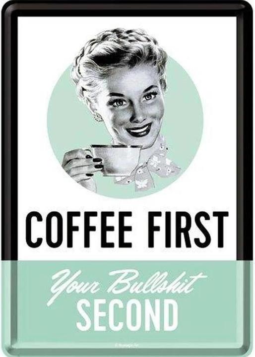 Immagine prodotto Nostalgic-Art Merchandising Blechpostkarten. Say it 50's / Coffee First (1 pz.)