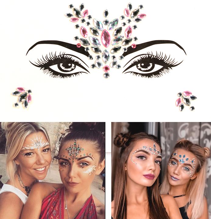 Actual product image PhoneLook Bijoux visage autocollant festival & open-air paillettes diamants tatouage Style 3