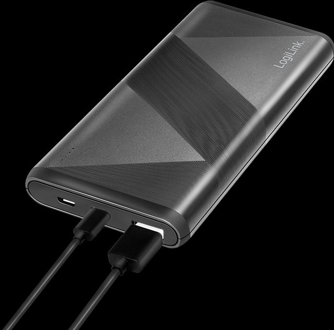 Actual product image LogiLink Mobile auxiliary battery, 10,000 mAh, 2x USB, black Portable auxiliary battery for smartphones & (10000 mAh, 18 W, 37 Wh)