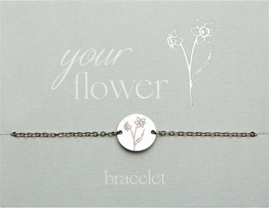 Actual product image HCA Armband - "Your Flower" - Edelstahl - Narzisse (20 cm, Stainless steel)