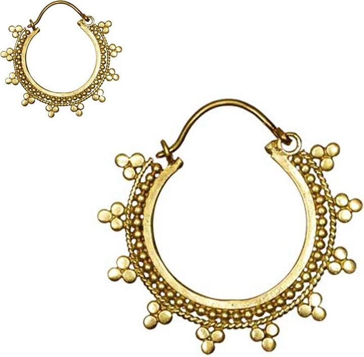 Produktbild Star Piercing Ohrring vergoldet flache Kugeln Dreiecke (Messing)