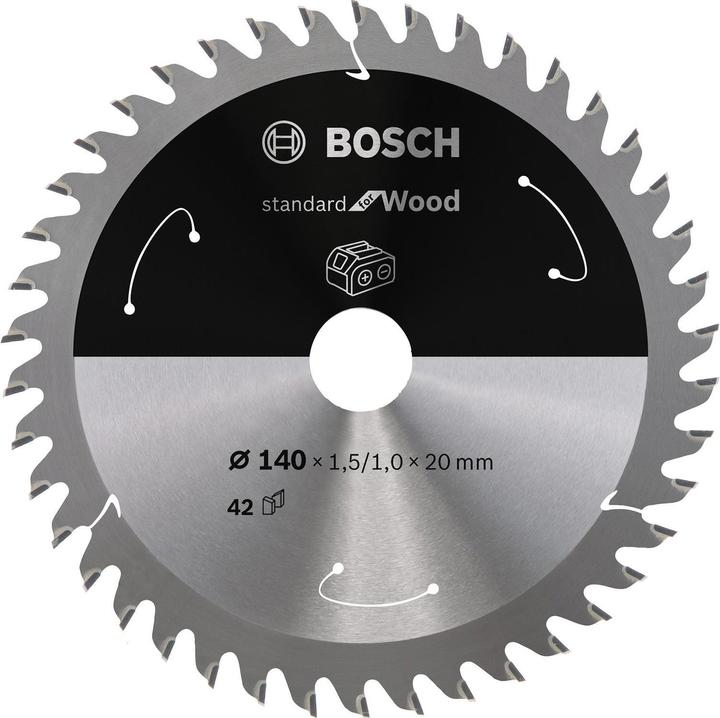 Bosch Professional Zubehör PRO Wood cordless Kreissägeblatt, 140 x 1,5 x 20 mm