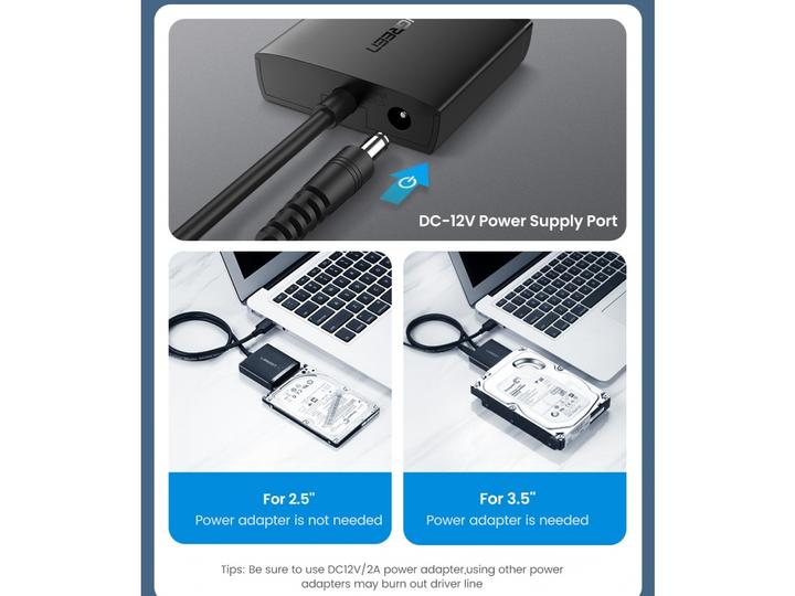 Immagine prodotto Ugreen Convertitore da USB 3.0 a SATA Adattatore 2.5" SATA SSD HDD a USB 3.0