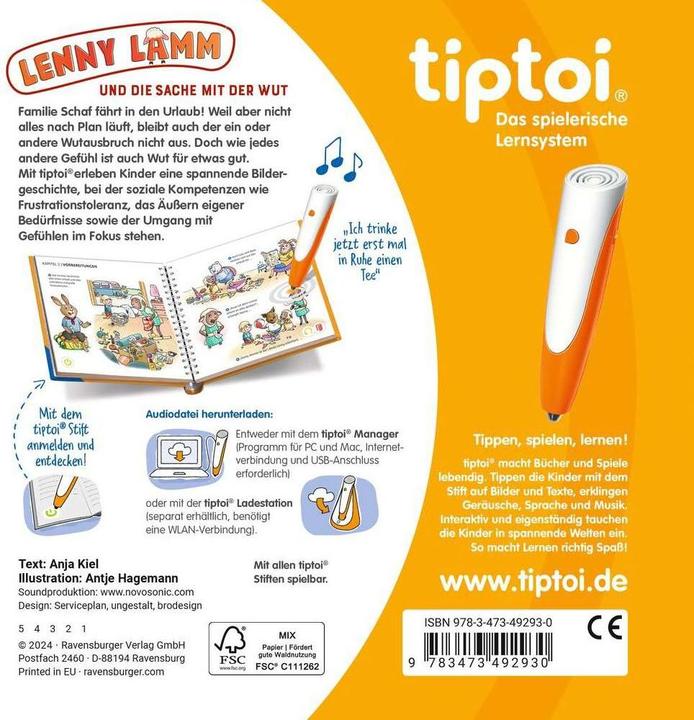 Produktbild tiptoi Lenny Lamm und die Sache mit der Wut (Deutsch, Anja Kiel, Antje Hagemann, 2024)
