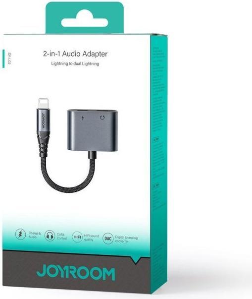 Immagine prodotto Joyroom Adattatore audio 2-in-1 da Lightning a Lightning doppio - Nero (Lightning, Lightning)