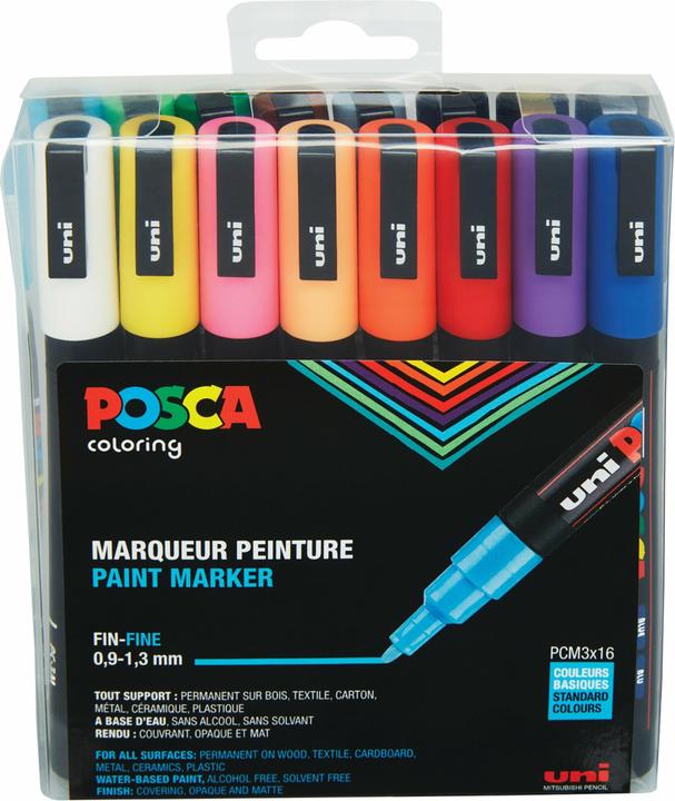 Produktbild Posca Filzstift PC-3M 16er Set (Multicolor, 1.30 mm, 16 x)