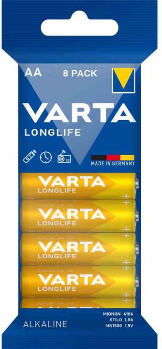 Produktbild Varta 1x8 Longlife AA LR 6 Folienverpackung (8 Stk., AA, 2800 mAh)