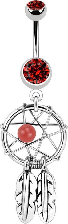 Immagine prodotto Star Piercing Banana in argento con ciondolo acchiappasogni e palla rossa (Acciaio chirurgico 316L, senza ottone)