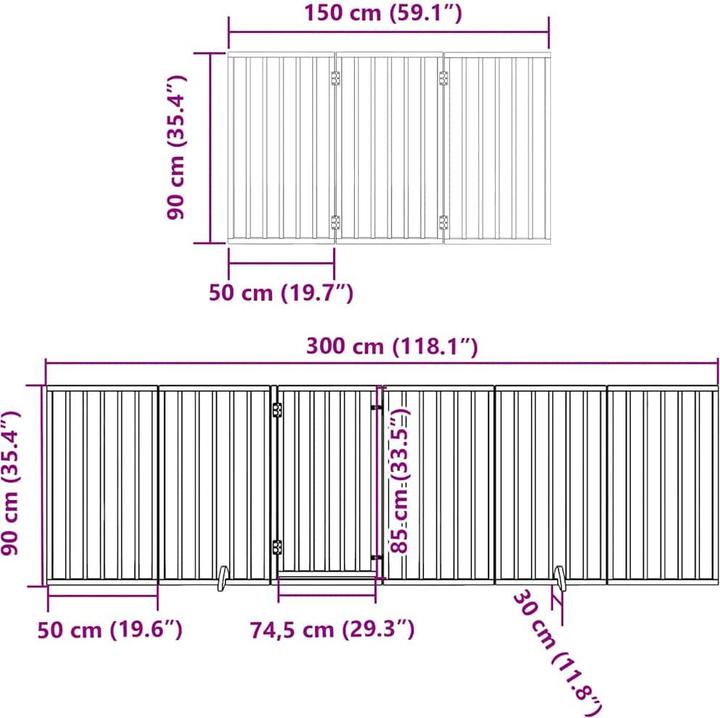Produktbild VidaXL Hundetor mit Tür Absperrgitter Hunde Schutzgitter Faltbar 9-tlg. Holz