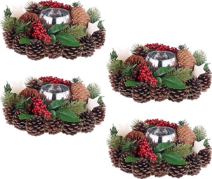 Actual product image Britesta Set of 4 Christmas & Advent flower arrangements, handmade, 23 cm