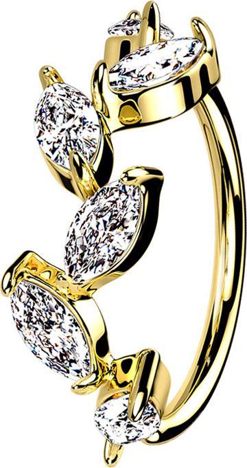Produktbild Hollywood Body Jewelry Micro Piercing Ring 14k vergoldet Weinrebe mit Kristallen (Messing)