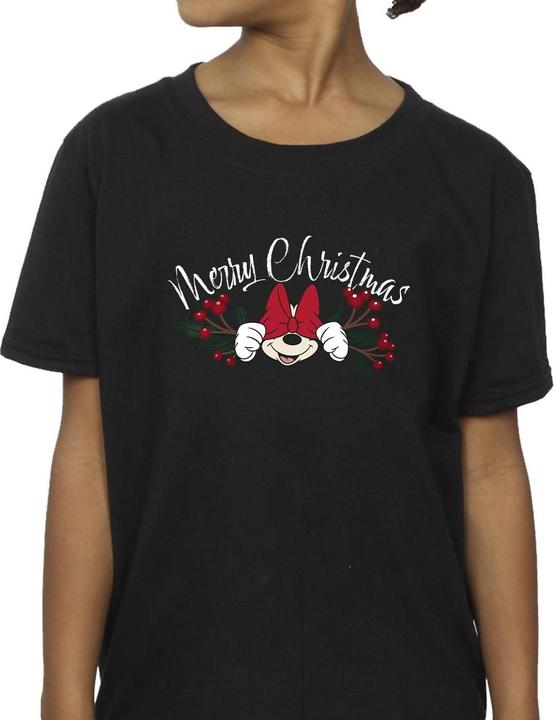 Actual product image Disney Girls Minnie Mouse Christmas Holly Cotton T-Shirt (128)