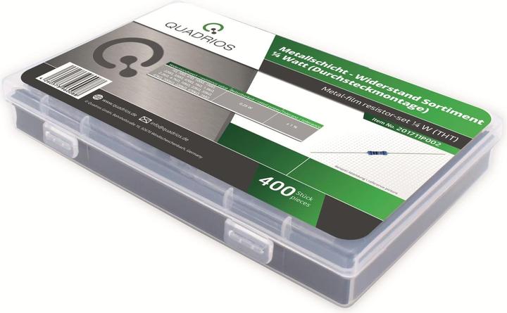 Produktbild Quadrios 201711P002 Metallschicht-Widerstand Sortiment axial bedrahtet 0.25 W 1 % 400 St.