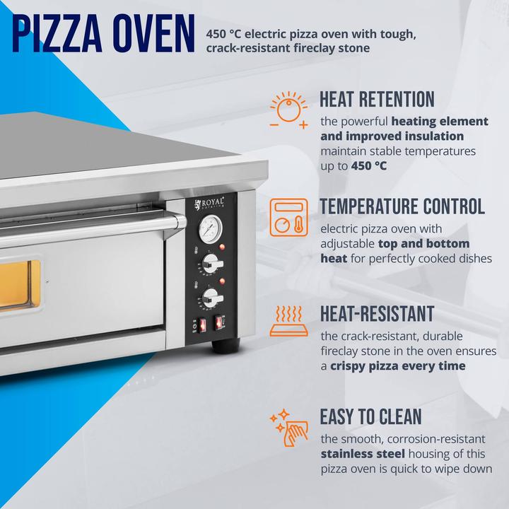 Actual product image Royal Catering Electric Pizza Oven - 6 x 33 cm - 1 chamber - 6600 W - 400 V - fireclay stone - (Electric pizza oven)