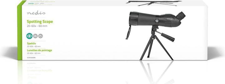 Actual product image Nedis Spotting scope Magnification range: 20-60 Diameter of objective lens: 60 mm Field of view: 38 m Diop