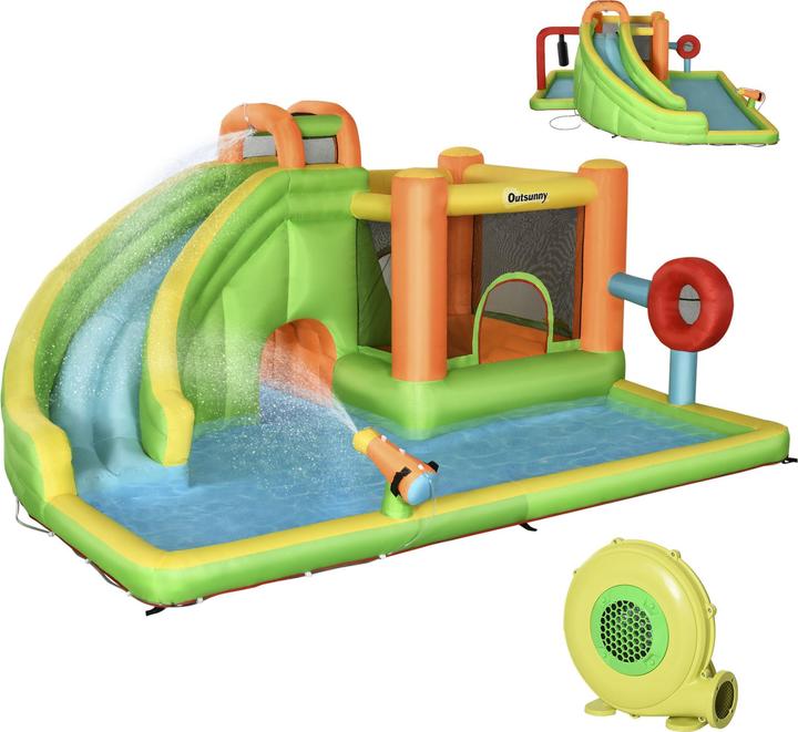 Produktbild Swisshandel24 Aufblasbare Hüpfburg, Spielburg, Sprungbereich mit Rutsche, Wasserpark für Kinder 3 bis 8 Jahre