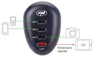 Actual product image PNI USB charger 4-port, for smartphones, tablets and cameras