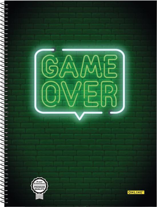 Produktbild Online Collegeblock Game Over A4 07922/9 kariert, 90g, 80 Blatt (A4, Kariert)