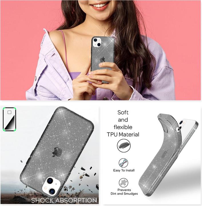 Produktbild Nalia Klare Glitzer Silikon Hülle (Apple iPhone 13)