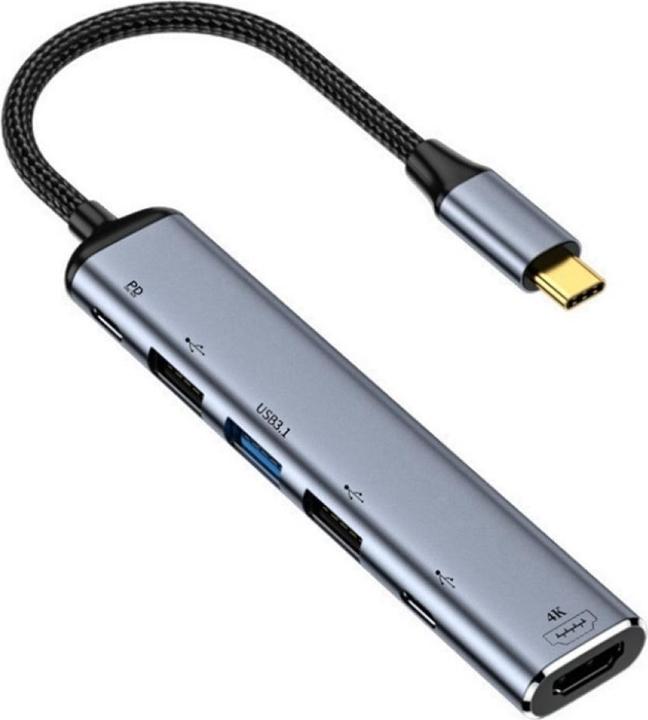 PowerGuard 6-in-1 USB-C Hub Multiport Adapter (USB-C, 6 Ports)