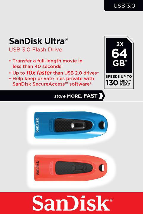 Image du produit SanDisk Ultra (2-Pack) (64 Go, USB-A, USB 3.0)