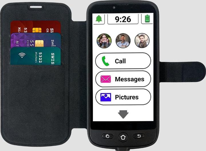 Actual product image Swissvoice S510-M met wallet hoesje, senior mobiele telefoon met whatsapp en videobellen (8 Mpx, 4G)