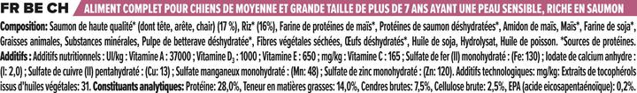 Valeurs nutritives et ingrédients Pro Plan Chien Moyen et Grand Adulte 7+ Saumon (Adulte, 1 pcs, 3000 g)