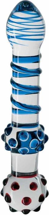 Actual product image Joyride GlassiX Set 13" elegant handmade glass dildo with blue spiral and many nubs