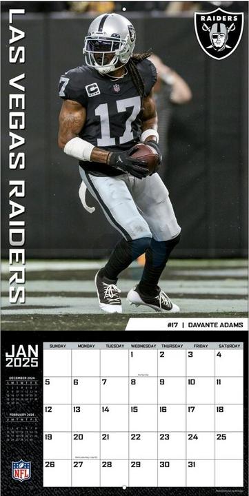 Produktbild NFL - Las Vegas Raiders - 30.5 x 30.5 cm Team Wandkalender 2025 (30.5 x 30.5 cm, Französisch, Italienisch, Spanisch, Deutsch, Englisch)