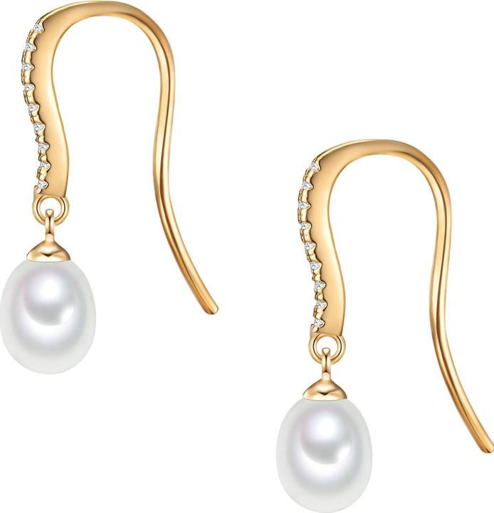 Produktbild Valero Pearls Damen Sterling Silber Zirkonia Süsswasser-Zuchtperle gelbgold - 11892 (Sterling Silber)