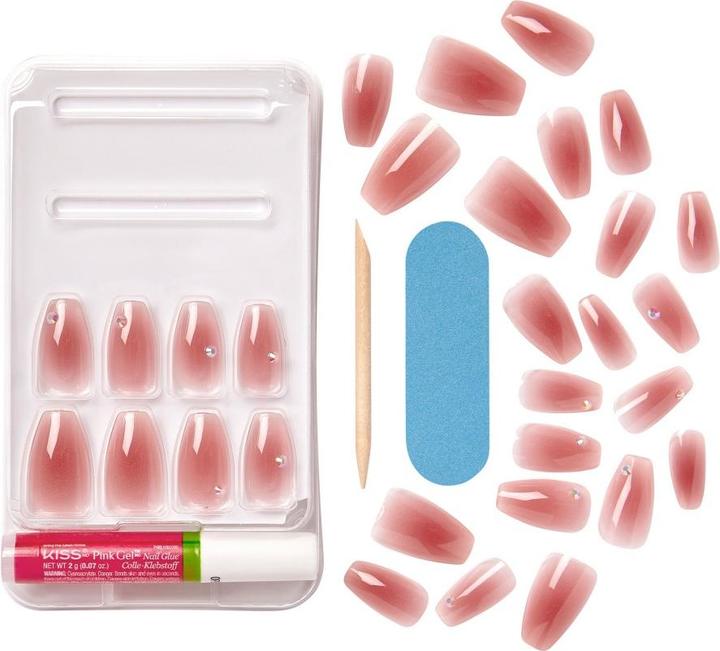 Actual product image KISS Nails - Ks Bare-but-better Premium Nails - Shine (Artificial nails, Pink)