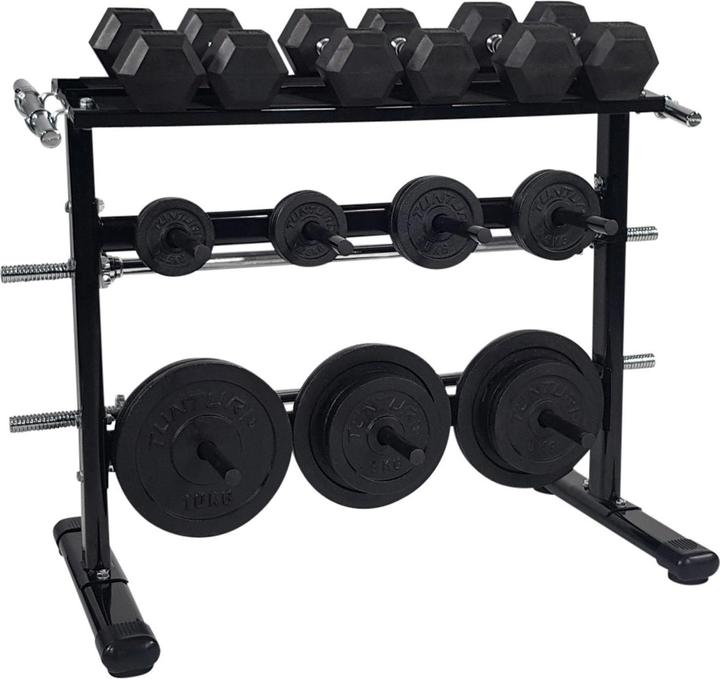 Tunturi Hantelscheiben und Hantel Rack
