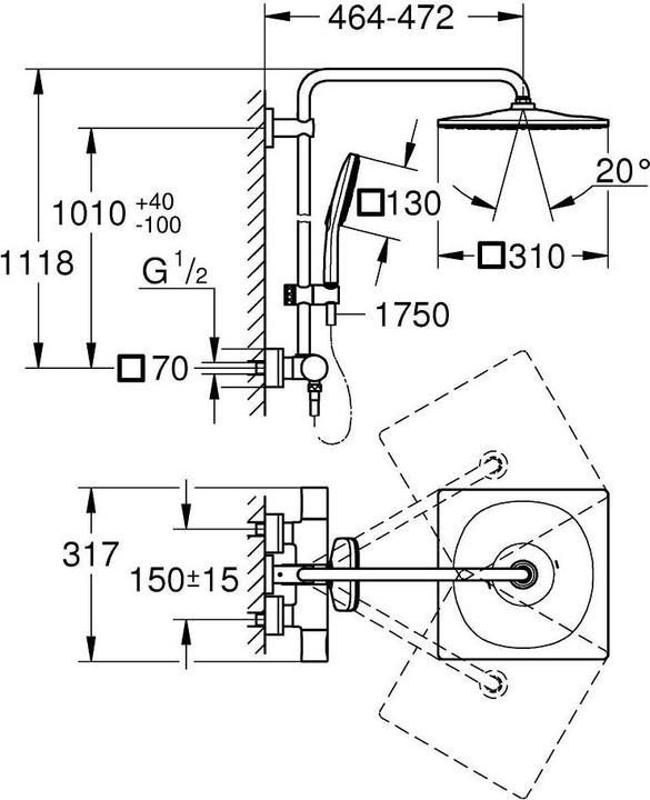Produktbild Grohe Duschsystem Tempesta Cosmopolitan 250 Cube