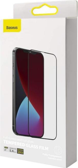 Immagine prodotto Baseus 0.25mm a tutto schermo e a tutto vetro Film di vetro temperato per iP 5.4inch 2020 (2pcs/pack) Nero (2 Pezzo/i, Apple iPhone 12 mini)
