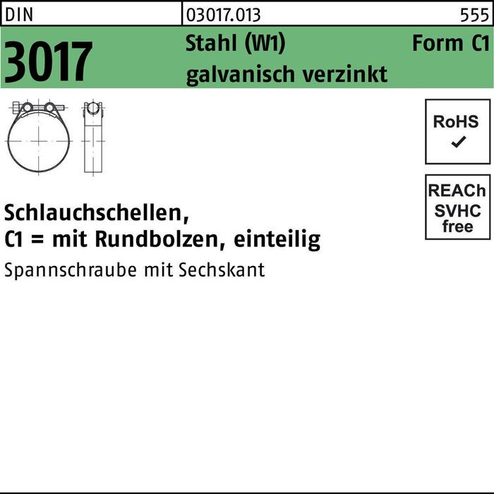 Produktbild Schlauchschelle DIN 3017 W1 Form C1 239-252/30 Stahl galvanisch verzinkt f.Innen-D.