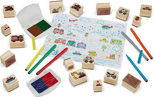 Actual product image Melissa & Doug Wooden stamp set vehicles