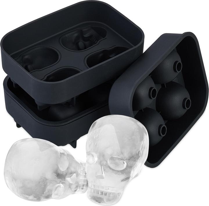 Relaxdays 2x skull ice cube mould