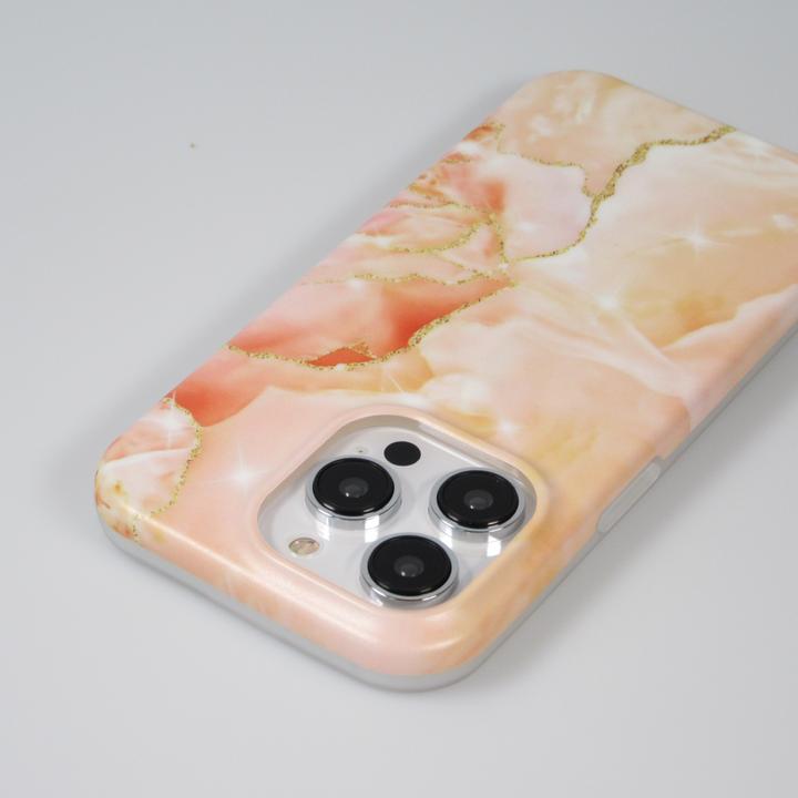 Actual product image PhoneLook Coque silicone rigide mat avec effet marbre imprimé saumon (Apple iPhone 14 Pro)
