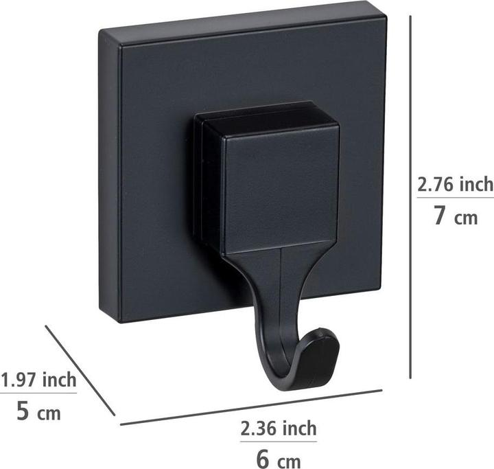 Image du produit Wenko Crochet mural Vacuum-Loc® mod. Quadro Noir, lot de 2 Fixer sans percer