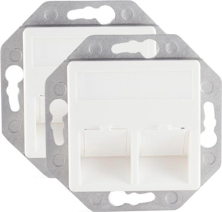 Produktbild Shiverpeaks ®-BASIC-S--Netzwerkdose-Anschlussdose für Keystone, 2-Fach mit Schrägauslass nur mit Zentrierplatte