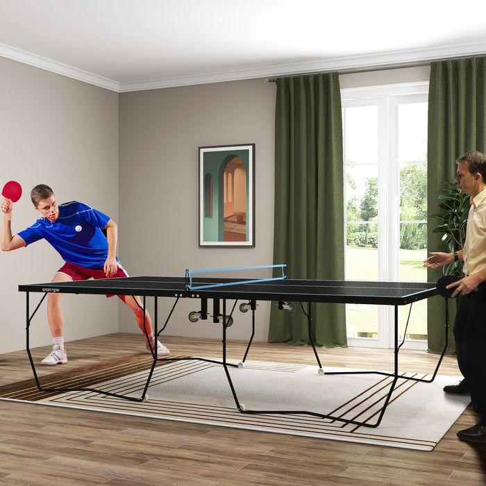 Actual product image Swisshandel24 Tischtennisplatte, Klappbar Tischtennistsich mit Netz, Rollen, Schwarz