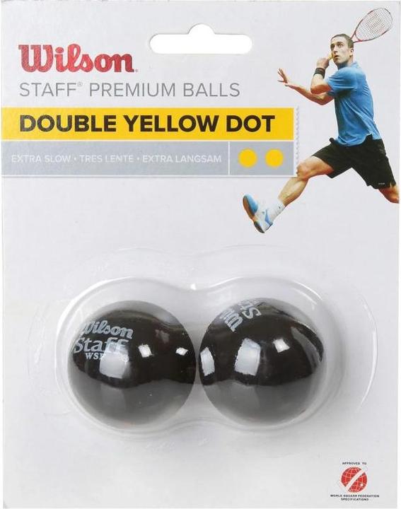 Wilson Staff Squash Double Yellow Dot 2 Pack Ball WRT617600 Black One size