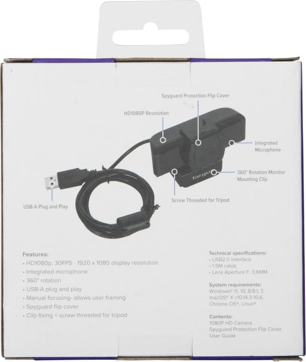 Produktbild Targus Webcam Pro FHD 1080p w/Flip PrivacyCover (2 Mpx)