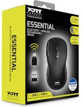 Actual product image Port Designs Souris Bluetooth & 2,4Ghz rech. USB A&C Essential (Wireless)