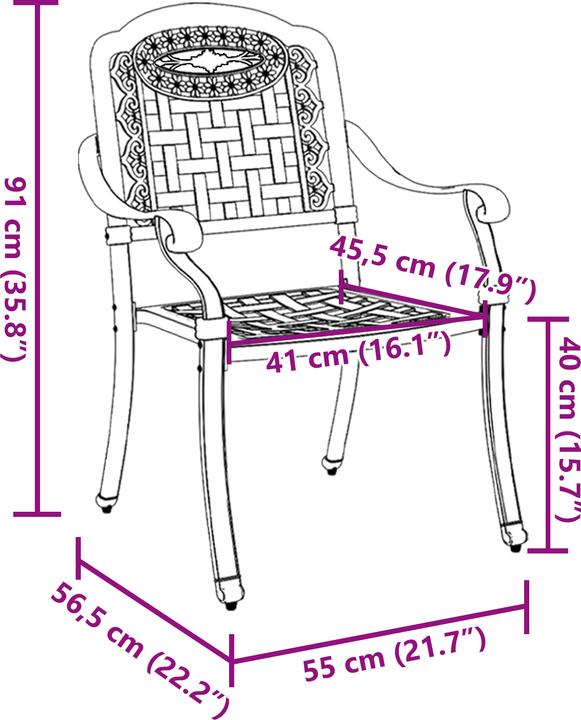 Actual product image VidaXL Garden chairs set of 2 white cast iron