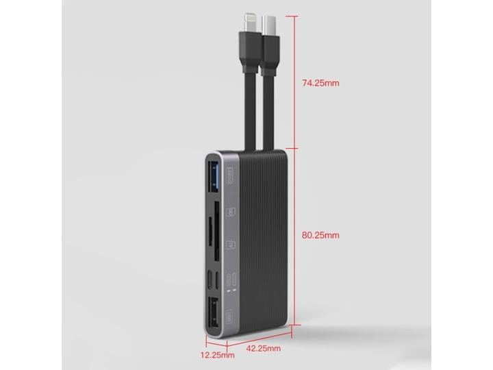Produktbild PowerGuard 6-in-1 Multifunction Card Reader Photo USB 3.0 Adapter Lightning & Type-C