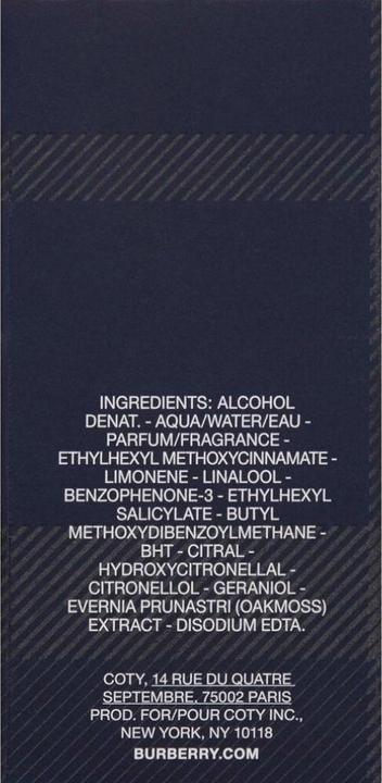 Nährwerte und Zutaten Burberry WEEKEND by Eau de Toilette Spray 50 ml (Eau de Toilette, 50 ml)
