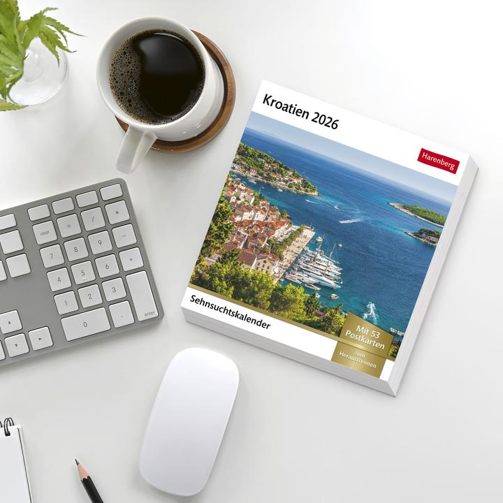 Actual product image Harenberg Kroatien Sehnsuchtskalender 2026 - Wochenkalender mit 53 Postkarten (German)